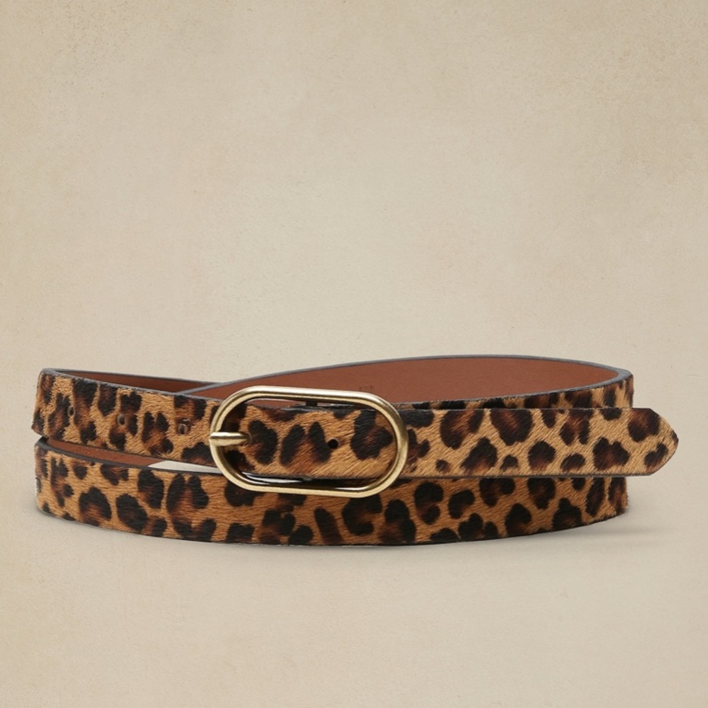 NWT J.CREW 100% CALF HAIR LEOPARD BELT